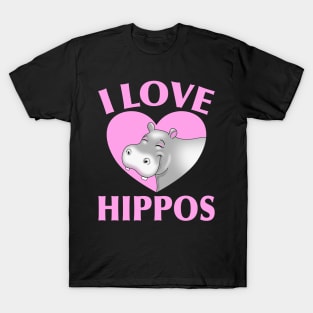 I LOVE HIPPOS PINK T-Shirt